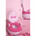 Olita pentru Copii, Flippy, +1an, Portabila, Design cu Fundita, cu Capac, Model Prietenos, Non-Toxic, Compartiment Detasabil, cu Manere, cu 4 Picioare, Usor de Curatat, 46*33*32 cm, Roz - imagine 5