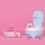 Olita pentru Copii, Flippy, +1an, Portabila, Design Vacuta cu Capac, Model Prietenos, Non-Toxic, cu Manere, Compartiment Detasabil, Perie Inclusa, Usor de Curatat, Albastru - imagine 5