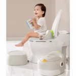 Olita pentru Copii, Flippy, 3 in 1, Detasabila, Inaltator, Reductor WC, cu Capac, 100 de Saci de Unica Folosinta, Gri - imagine 7