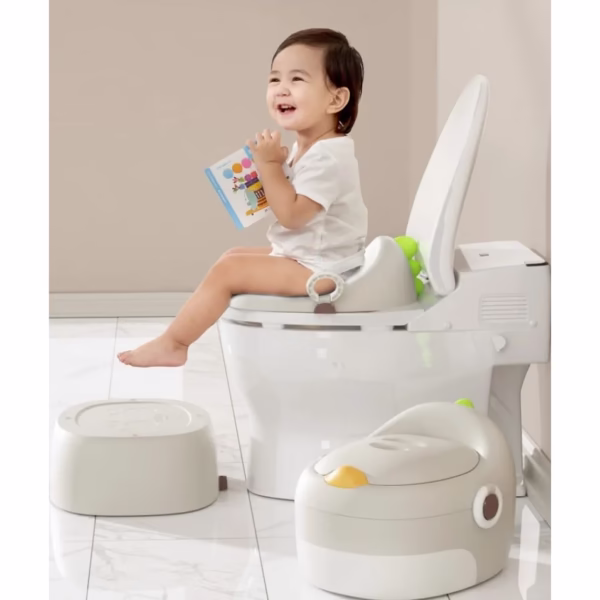 Olita pentru Copii, Flippy, 3 in 1, Detasabila, Inaltator, Reductor WC, cu Capac, 100 de Saci de Unica Folosinta, Gri - imagine 7
