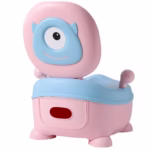 Olita pentru Copii, Flippy, +6 luni, Compartiment Detasabil, cu Capac, Antiderapanta, din Plastic, Colac Moale, Model Animat Ciclop, cu Maner, 33 x 21 x 45 cm, Albastru/Roz - imagine 4