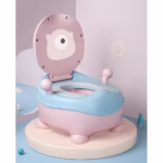 Olita pentru Copii, Flippy, +6 luni, Compartiment Detasabil, cu Capac, Antiderapanta, din Plastic, Colac Moale, Model Animat Ciclop, cu Maner, 33 x 21 x 45 cm, Albastru/Roz - imagine 6