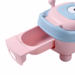 Olita pentru Copii, Flippy, +6 luni, Compartiment Detasabil, cu Capac, Antiderapanta, din Plastic, Colac Moale, Model Animat Ciclop, cu Maner, 33 x 21 x 45 cm, Albastru/Roz - imagine 7