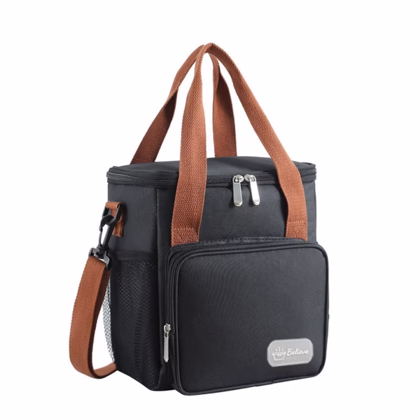 Geanta Termo-Izolanta, Flippy, Multifunctionala, 1 Compartiment Principal, 1 Buzunar Lateral Exterior, Impermeabila, Manere si Bretea de Umar, 25x22x15 cm, Negru - imagine 1