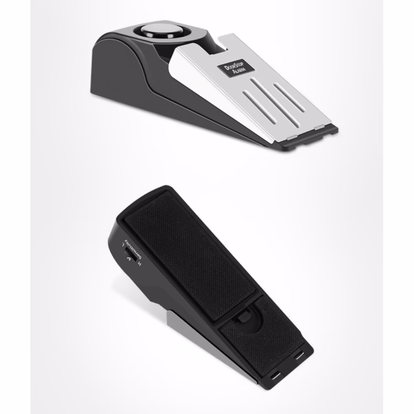 Opritor pentru Usa cu Alarma, Flippy, 120DB, cu Baterii, cu 3 Trepte de Sensibilitate, Antialunecare, Buton ON-OFF, 14x4.5x4 cm, Negru - imagine 9