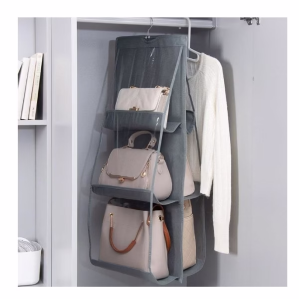Organizator Genti 6 Compartimente Flippy, Suspendabil, 85 x 36 cm, gri - imagine 2