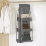 Organizator Genti 6 Compartimente Flippy, Suspendabil, 85 x 36 cm, gri - imagine 4