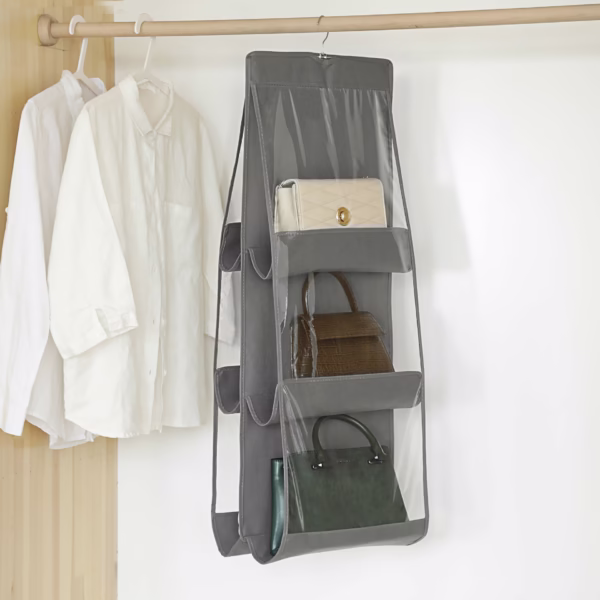 Organizator Genti 6 Compartimente Flippy, Suspendabil, 85 x 36 cm, gri - imagine 4
