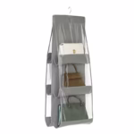 Organizator Genti 6 Compartimente Flippy, Suspendabil, 85 x 36 cm, gri - imagine 5