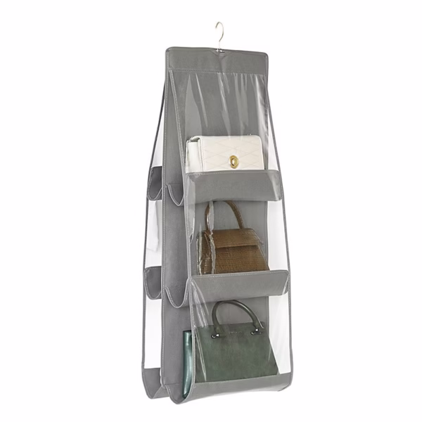 Organizator Genti 6 Compartimente Flippy, Suspendabil, 85 x 36 cm, gri - imagine 5