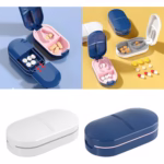 Organizator medicamente, Flippy, Dispozitiv Taiere/Sfaramare Pastile, Ideala pentru Calatorii, Portabila, Perie pentru Curatare, Compartiment depozitare, 8.5x4.5x2.5 cm, Alb - imagine 5