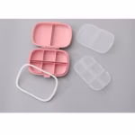 Organizator medicamente, Plastic, 8 compartimente, 0.1 L, Roz, Flippy, 11 x 7 cm - imagine 3