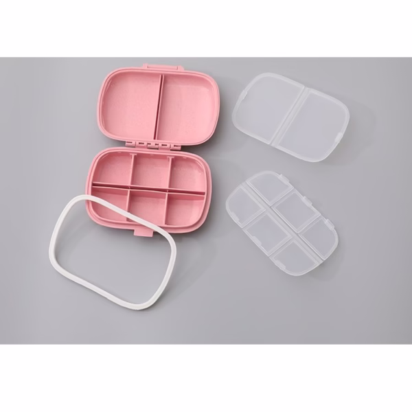 Organizator medicamente, Plastic, 8 compartimente, 0.1 L, Roz, Flippy, 11 x 7 cm - imagine 3