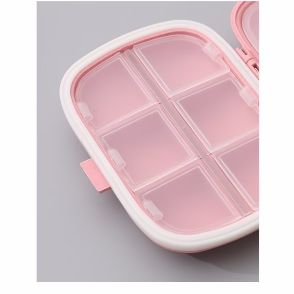 Organizator medicamente, Plastic, 8 compartimente, 0.1 L, Roz, Flippy, 11 x 7 cm - imagine 6