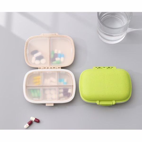 Organizator medicamente, Plastic, 8 compartimente, 0.1 L, Verde, Flippy, 11 x 7 cm - imagine 4