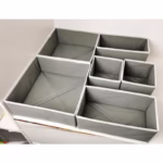 Organizator pentru Sertar, Flippy, 3 Marimi, pentru Lenjerie, Tricouri, Sosete, 6 Piese, Pliabil, Stivuibil, din Tesatura, Gri/Alb - imagine 4