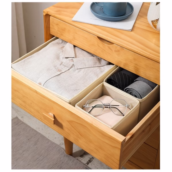 Organizator pentru Sertar, Flippy, 3 Marimi, pentru Lenjerie, Tricouri, Sosete, 6 Piese, Pliabil, Stivuibil, din Tesatura, Gri/Alb - imagine 5