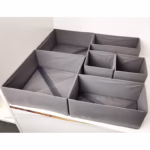 Organizator pentru Sertar, Flippy, 3 Marimi, pentru Lenjerie, Tricouri, Sosete, 6 Piese, Pliabil, Stivuibil, din Tesatura, Gri - imagine 2