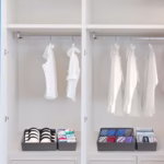Organizator pentru Sertar, Flippy, 3 Marimi, pentru Lenjerie, Tricouri, Sosete, 6 Piese, Pliabil, Stivuibil, din Tesatura, Gri - imagine 3