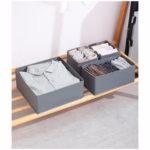 Organizator pentru Sertar, Flippy, 3 Marimi, pentru Lenjerie, Tricouri, Sosete, 6 Piese, Pliabil, Stivuibil, din Tesatura, Gri - imagine 6
