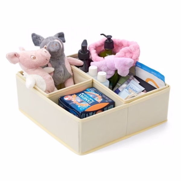 Organizator pentru Sertar, Flippy, 3 Marimi, pentru Lenjerie, Tricouri, Sosete, 6 Piese, Pliabil, Stivuibil, din Tesatura, Alb - imagine 2