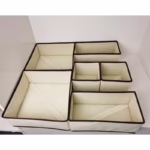 Organizator pentru Sertar, Flippy, 3 Marimi, pentru Lenjerie, Tricouri, Sosete, 6 Piese, Pliabil, Stivuibil, din Tesatura, Alb/Maro - imagine 3