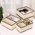 Organizator pentru Sertar, Flippy, 3 Marimi, pentru Lenjerie, Tricouri, Sosete, 6 Piese, Pliabil, Stivuibil, din Tesatura, Alb/Maro - imagine 5