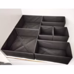 Organizator pentru Sertar, Flippy, 3 Marimi, pentru Lenjerie, Tricouri, Sosete, 6 Piese, Pliabil, Stivuibil, din Tesatura, Negru - imagine 3