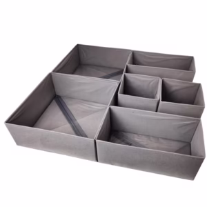 Organizator pentru Sertar, Flippy, 3 Marimi, pentru Lenjerie, Tricouri, Sosete, 6 Piese, Pliabil, Stivuibil, din Tesatura, Gri
