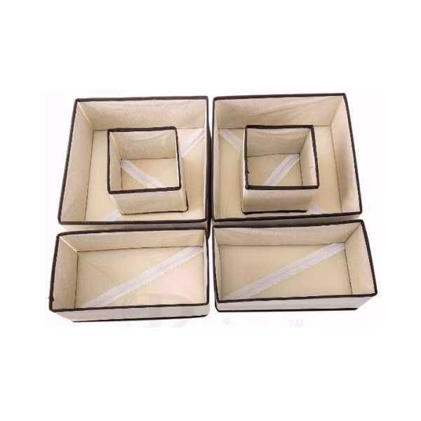organizator-pentru-sertar-flippy-3-marimi-pentru-lenjerie-tricouri-sosete-6-piese-pliabil-stivuibil-main-677d534924281 Organizator pentru Sertar, Flippy, 3 Marimi, pentru Lenjerie, Tricouri, Sosete, 6 Piese, Pliabil, Stivuibil, din Tesatura, Alb/Maro - imagine 1