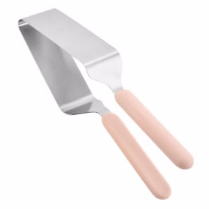 Paleta pentru Taiat si Servit Prajituri, Flippy, Otel Inoxidabil, Maner Usor de Prins, Divizor Triunghiular, 27 x 12 cm, Roz