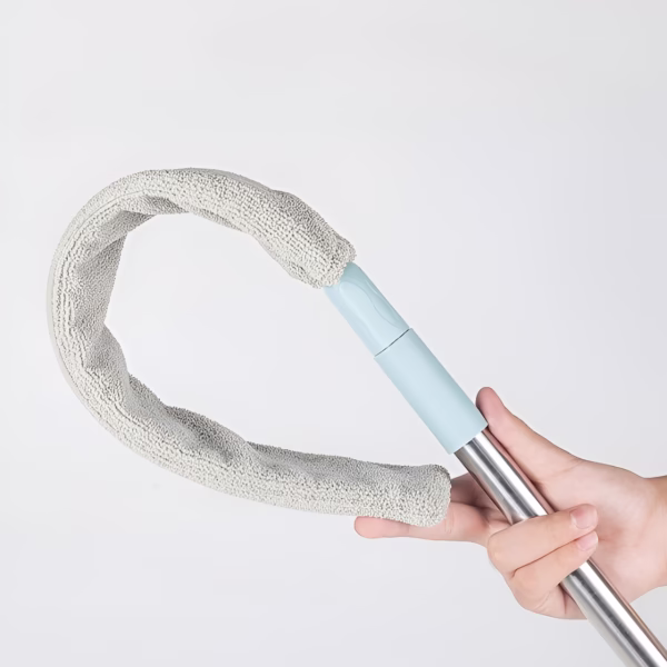Pamatuf pentru Curatat Praful, Flippy, Model Slim pentru Zone Greu Accesibile, Maner Extensibil, Laveta Microfibra Inclusa, Usor de Curatat, Albastru Gri - imagine 5