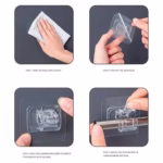 Set 2 Carlige Adezive Transparente, Flippy, Rezistente la Apa, 5 kg, Plastic, 6x6x4 cm - imagine 5
