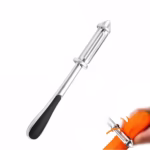 Peeler 2in1 pentru Legume si Fructe, Flippy, Multifunctional, cu 2 Lame de Curatati si Feliat, Varf Ascutit pentru Gaurit, 18 cm, din Otel Inoxidabil, Argintiu/Negru - imagine 8