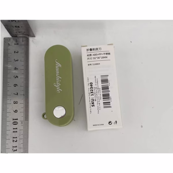 Peeler pentru Legume si Fructe, Flippy, 3.6 x 9.1 cm, Multifunctional, Curatator Pliabil, din ABS si Otel Inoxidabil, Verde - imagine 2