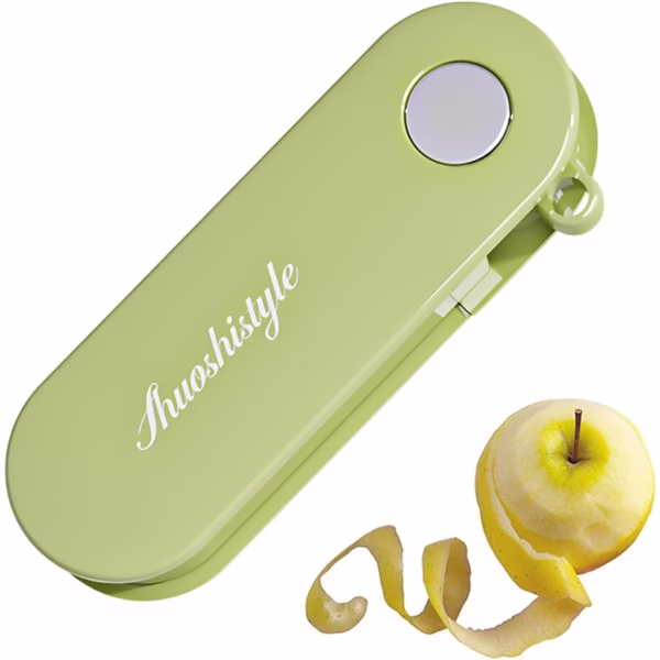 Peeler pentru Legume si Fructe, Flippy, 3.6 x 9.1 cm, Multifunctional, Curatator Pliabil, din ABS si Otel Inoxidabil, Verde - imagine 4