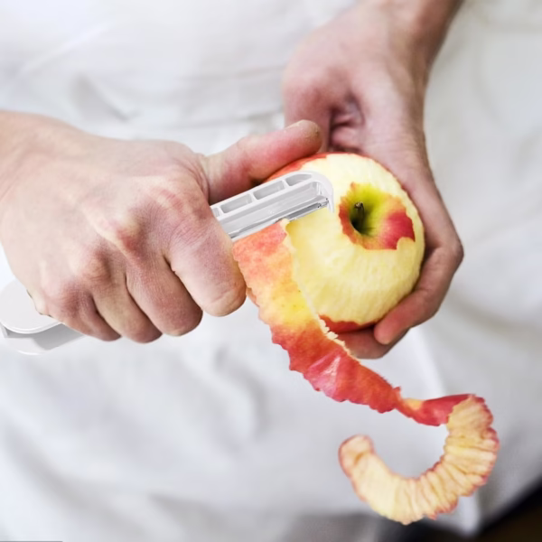 Peeler pentru Legume si Fructe, Flippy, 3.6 x 9.1 cm, Multifunctional, Curatator Pliabil, din ABS si Otel Inoxidabil, Alb - imagine 4
