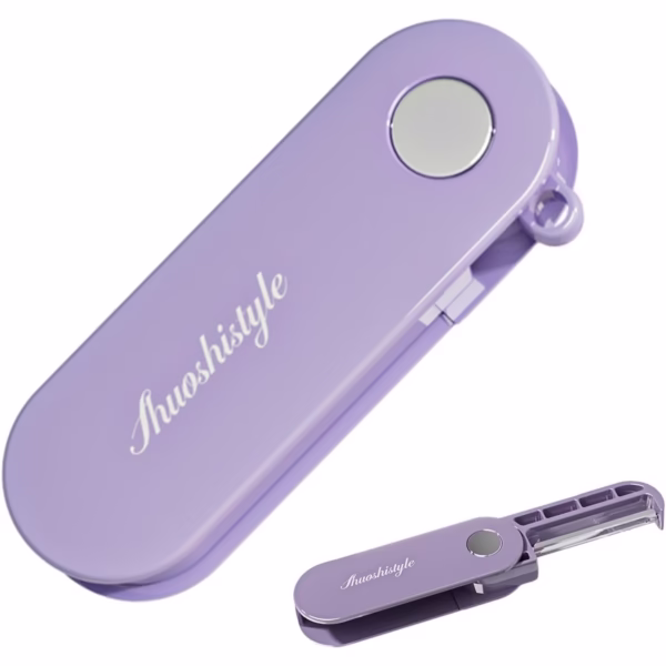 Peeler pentru Legume si Fructe, Flippy, 3.6 x 9.1 cm, Multifunctional, Curatator Pliabil, din ABS si Otel Inoxidabil, Mov - imagine 3