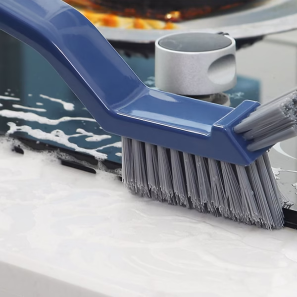 Perie 3in1 de Curatat Podele si Rosturi, Flippy, Lungime Maner 28 cm, Peri din PP, Otel si Plastic, Cleste pentru Scame si Par Inclus, Albastru - imagine 5