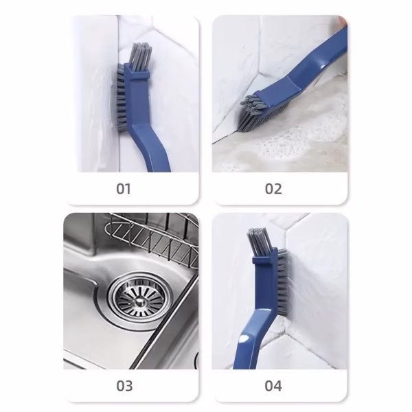 Perie 3in1 de Curatat Podele si Rosturi, Flippy, Lungime Maner 28 cm, Peri din PP, Otel si Plastic, Cleste pentru Scame si Par Inclus, Albastru - imagine 9