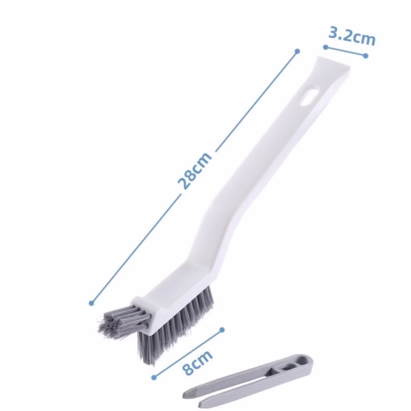 Perie 3in1 de Curatat Podele si Rosturi, Flippy, Lungime Maner 28 cm, Peri din PP, Otel si Plastic, Cleste pentru Scame si Par Inclus, Alb - imagine 3