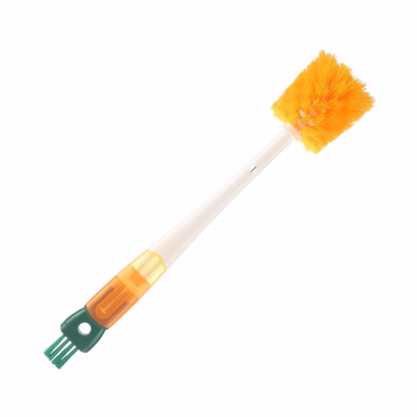Perie 5 in 1 de Curatat Pahare, Cani, Sticle, Flippy, cu Maner Lung, Accesorii pentru Spalarea Paielor si Capacelor, Usor de Agatat, 36x7x7cm, Portocaliu-Alb - imagine 8