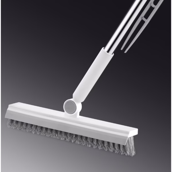 Perie de Curatare pentru Podele si Rosturi, Flippy, Lungime Maner 105 cm, Capat Pivotant 180 Grade, Peri din PP, Otel si Plastic, Cleste pentru Scame si Par Inclus, Alb - imagine 2