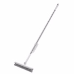Perie de Curatare pentru Podele si Rosturi, Flippy, Lungime Maner 105 cm, Capat Pivotant 180 Grade, Peri din PP, Otel si Plastic, Cleste pentru Scame si Par Inclus, Alb