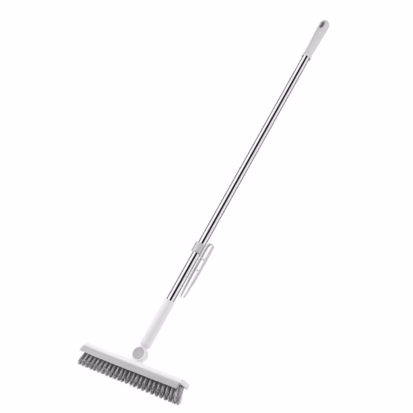 Perie de Curatare pentru Podele si Rosturi, Flippy, Lungime Maner 105 cm, Capat Pivotant 180 Grade, Peri din PP, Otel si Plastic, Cleste pentru Scame si Par Inclus, Alb - imagine 1