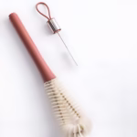 Perie de Curatat Pahare, Sticle, Biberoane, Flippy, cu Maner Lung, Uz Casnic, Silicon, Ergonomic, 3.9x5.4x38.5cm, Rosu - imagine 4