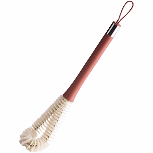 Perie de Curatat Pahare, Sticle, Biberoane, Flippy, cu Maner Lung, Uz Casnic, Silicon, Ergonomic, 3.9x5.4x38.5cm, Rosu - imagine 9