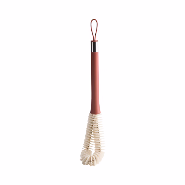 Perie de Curatat Pahare, Sticle, Biberoane, Flippy, cu Maner Lung, Uz Casnic, Silicon, Ergonomic, 3.9x5.4x38.5cm, Rosu - imagine 1
