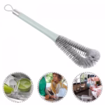 Perie de Curatat Pahare, Sticle, Biberoane, Flippy, cu Maner Lung, Uz Casnic, Silicon, Ergonomic, 3.9x5.4x38.5cm, Verde - imagine 4