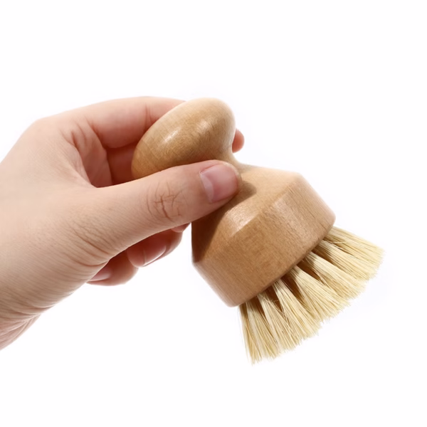 Perie de Curatat Vase si Alimente, Flippy, din Lemn de Bambus, 8 x 5 cm, Perie din Sisal, Maro - imagine 3
